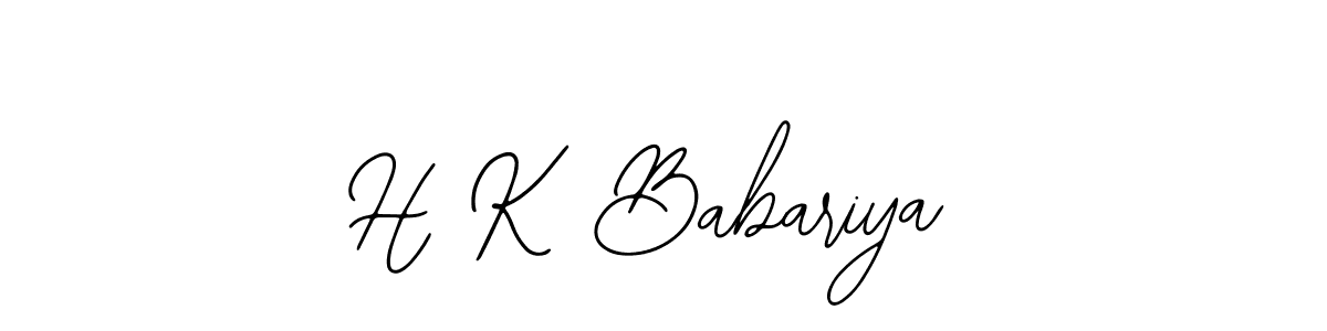 if you are searching for the best signature style for your name H K Babariya. so please give up your signature search. here we have designed multiple signature styles  using Bearetta-2O07w. H K Babariya signature style 12 images and pictures png