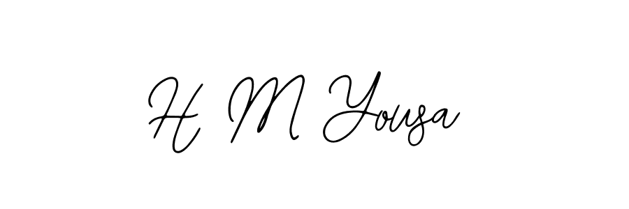 How to make H M Yousa name signature. Use Bearetta-2O07w style for creating short signs online. This is the latest handwritten sign. H M Yousa signature style 12 images and pictures png