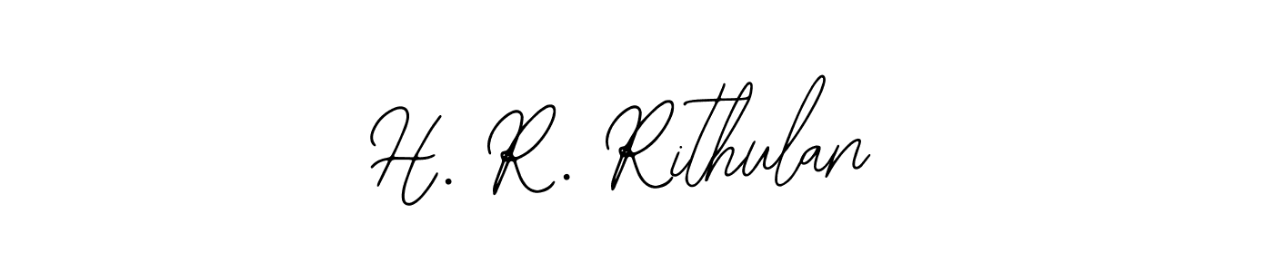 The best way (Bearetta-2O07w) to make a short signature is to pick only two or three words in your name. The name H. R. Rithulan include a total of six letters. For converting this name. H. R. Rithulan signature style 12 images and pictures png