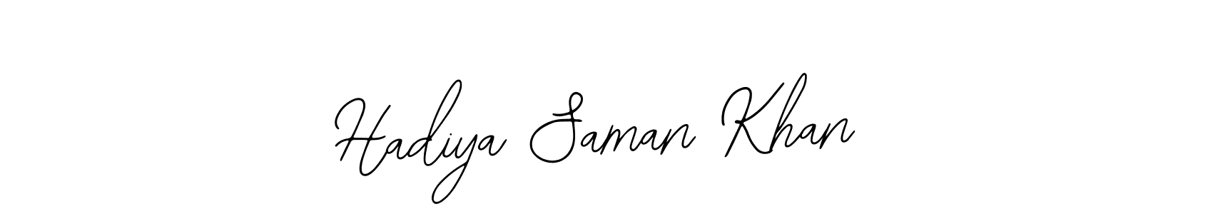 The best way (Bearetta-2O07w) to make a short signature is to pick only two or three words in your name. The name Hadiya Saman Khan include a total of six letters. For converting this name. Hadiya Saman Khan signature style 12 images and pictures png