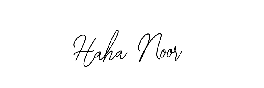 You should practise on your own different ways (Bearetta-2O07w) to write your name (Haha Noor) in signature. don't let someone else do it for you. Haha Noor signature style 12 images and pictures png