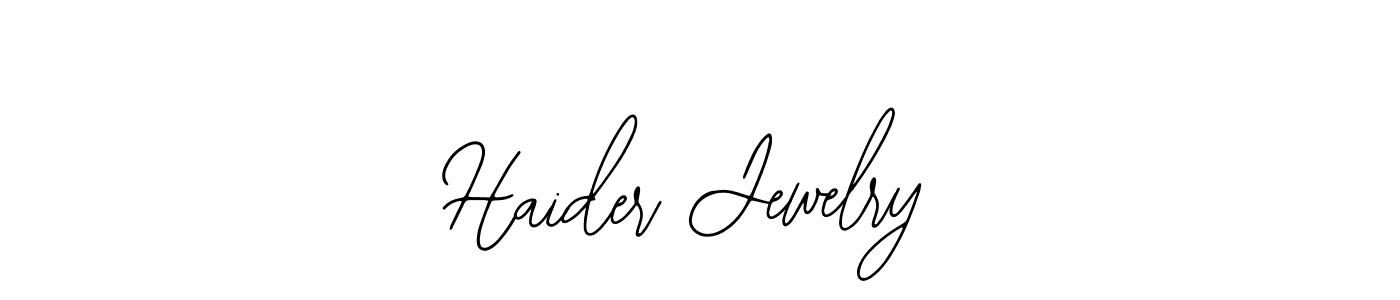 How to make Haider Jewelry name signature. Use Bearetta-2O07w style for creating short signs online. This is the latest handwritten sign. Haider Jewelry signature style 12 images and pictures png