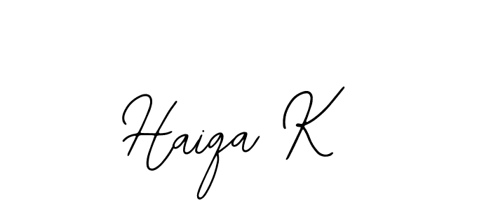 The best way (Bearetta-2O07w) to make a short signature is to pick only two or three words in your name. The name Haiqa K include a total of six letters. For converting this name. Haiqa K signature style 12 images and pictures png