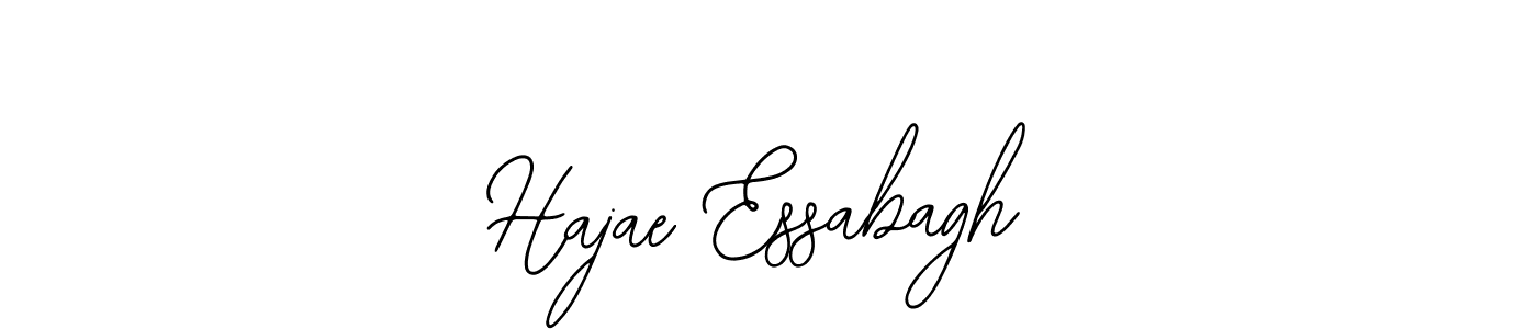The best way (Bearetta-2O07w) to make a short signature is to pick only two or three words in your name. The name Hajae Essabagh include a total of six letters. For converting this name. Hajae Essabagh signature style 12 images and pictures png