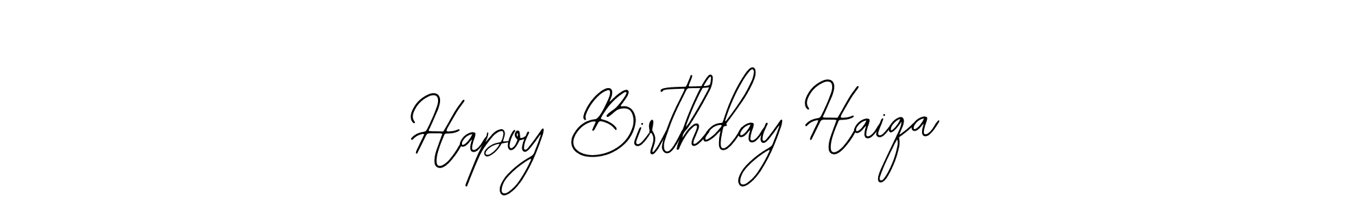 Bearetta-2O07w is a professional signature style that is perfect for those who want to add a touch of class to their signature. It is also a great choice for those who want to make their signature more unique. Get Hapoy Birthday Haiqa name to fancy signature for free. Hapoy Birthday Haiqa signature style 12 images and pictures png