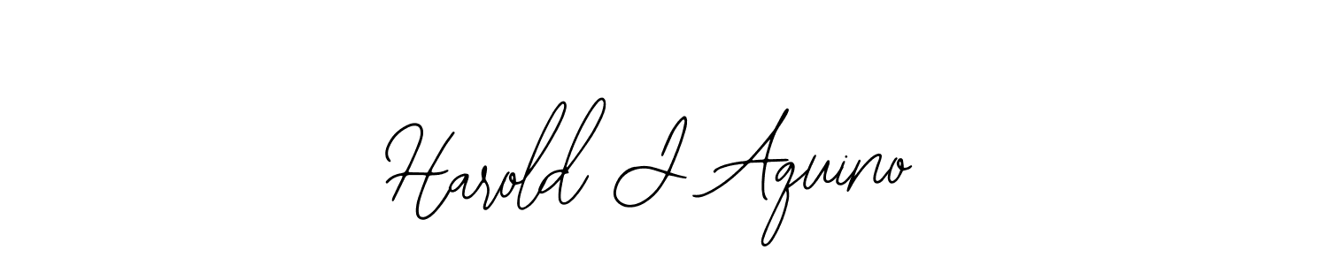 How to make Harold J Aquino name signature. Use Bearetta-2O07w style for creating short signs online. This is the latest handwritten sign. Harold J Aquino signature style 12 images and pictures png