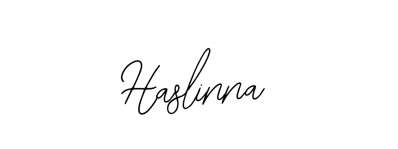 How to make Haslinna name signature. Use Bearetta-2O07w style for creating short signs online. This is the latest handwritten sign. Haslinna signature style 12 images and pictures png