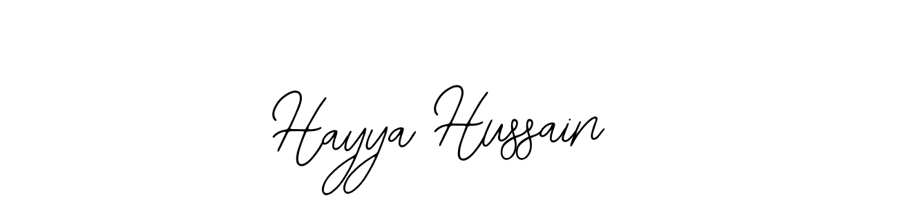 The best way (Bearetta-2O07w) to make a short signature is to pick only two or three words in your name. The name Hayya Hussain include a total of six letters. For converting this name. Hayya Hussain signature style 12 images and pictures png