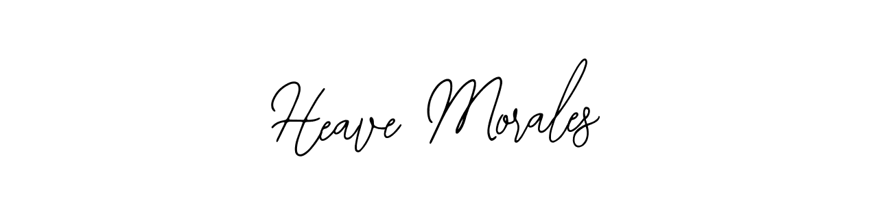 How to make Heave Morales name signature. Use Bearetta-2O07w style for creating short signs online. This is the latest handwritten sign. Heave Morales signature style 12 images and pictures png