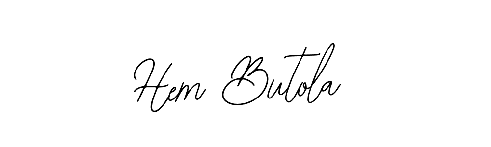 How to make Hem Butola name signature. Use Bearetta-2O07w style for creating short signs online. This is the latest handwritten sign. Hem Butola signature style 12 images and pictures png