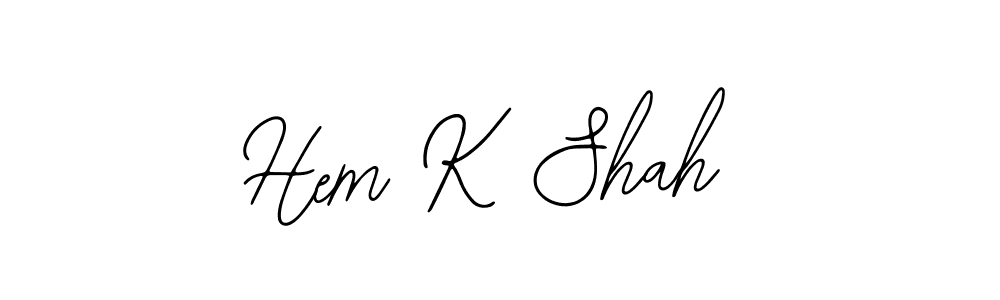 Design your own signature with our free online signature maker. With this signature software, you can create a handwritten (Bearetta-2O07w) signature for name Hem K Shah. Hem K Shah signature style 12 images and pictures png