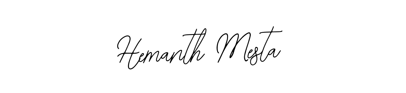 How to make Hemanth Mesta name signature. Use Bearetta-2O07w style for creating short signs online. This is the latest handwritten sign. Hemanth Mesta signature style 12 images and pictures png