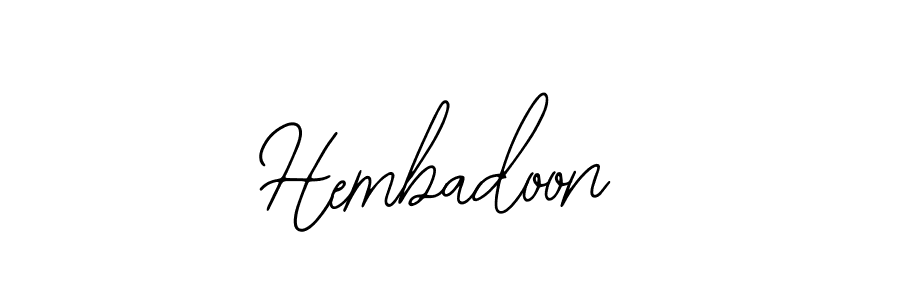 How to make Hembadoon name signature. Use Bearetta-2O07w style for creating short signs online. This is the latest handwritten sign. Hembadoon signature style 12 images and pictures png