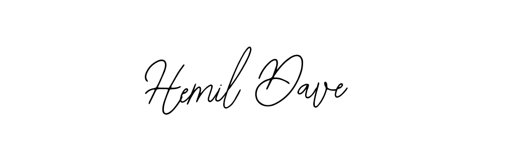 How to make Hemil Dave name signature. Use Bearetta-2O07w style for creating short signs online. This is the latest handwritten sign. Hemil Dave signature style 12 images and pictures png