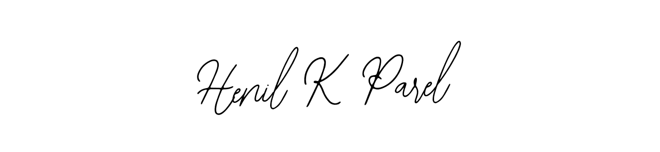 Also You can easily find your signature by using the search form. We will create Henil K Parel name handwritten signature images for you free of cost using Bearetta-2O07w sign style. Henil K Parel signature style 12 images and pictures png