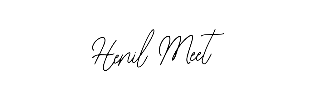 How to make Henil Meet name signature. Use Bearetta-2O07w style for creating short signs online. This is the latest handwritten sign. Henil Meet signature style 12 images and pictures png