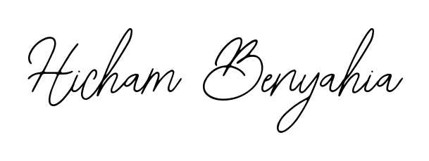 Designed for modern professionals: Hicham Benyahia name signature crafted with Bearetta-2O07w script. Ready for digital PDF workflows. Hicham Benyahia signature style 12 images and pictures png