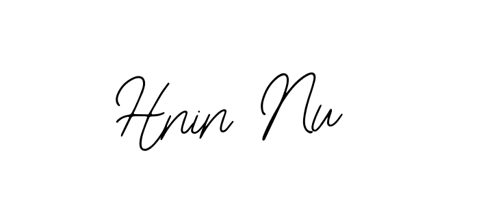 How to make Hnin Nu name signature. Use Bearetta-2O07w style for creating short signs online. This is the latest handwritten sign. Hnin Nu signature style 12 images and pictures png