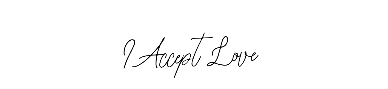 The best way (Bearetta-2O07w) to make a short signature is to pick only two or three words in your name. The name I Accept Love include a total of six letters. For converting this name. I Accept Love signature style 12 images and pictures png