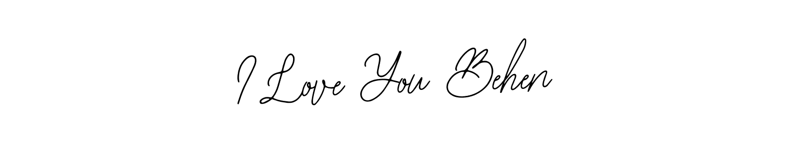 Design your own signature with our free online signature maker. With this signature software, you can create a handwritten (Bearetta-2O07w) signature for name I Love You Behen. I Love You Behen signature style 12 images and pictures png