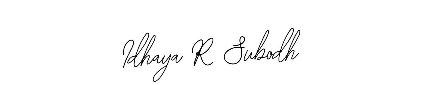The best way (Bearetta-2O07w) to make a short signature is to pick only two or three words in your name. The name Idhaya R Subodh include a total of six letters. For converting this name. Idhaya R Subodh signature style 12 images and pictures png