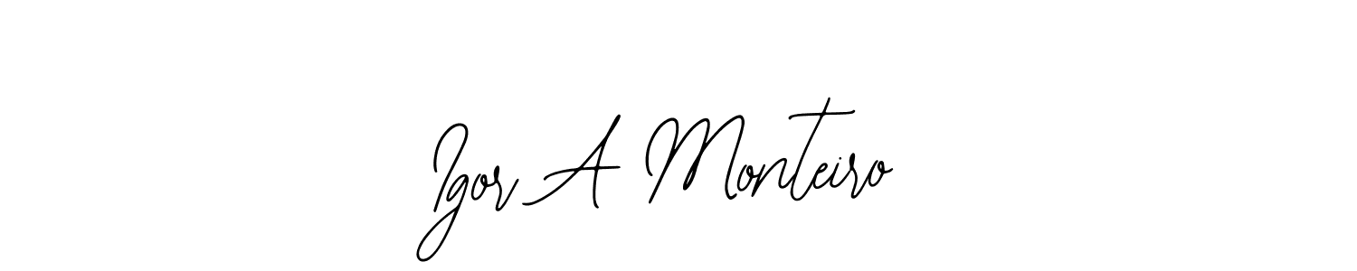 How to make Igor A Monteiro name signature. Use Bearetta-2O07w style for creating short signs online. This is the latest handwritten sign. Igor A Monteiro signature style 12 images and pictures png