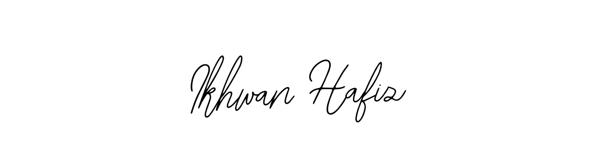 The best way (Bearetta-2O07w) to make a short signature is to pick only two or three words in your name. The name Ikhwan Hafiz include a total of six letters. For converting this name. Ikhwan Hafiz signature style 12 images and pictures png