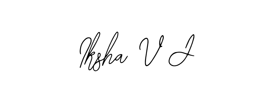 How to make Iksha V J name signature. Use Bearetta-2O07w style for creating short signs online. This is the latest handwritten sign. Iksha V J signature style 12 images and pictures png