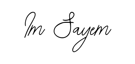 The Bearetta-2O07w handwriting style adds charm and authenticity to name Im Sayem. A wonderful choice for personal thank-you notes. Im Sayem signature style 12 images and pictures png