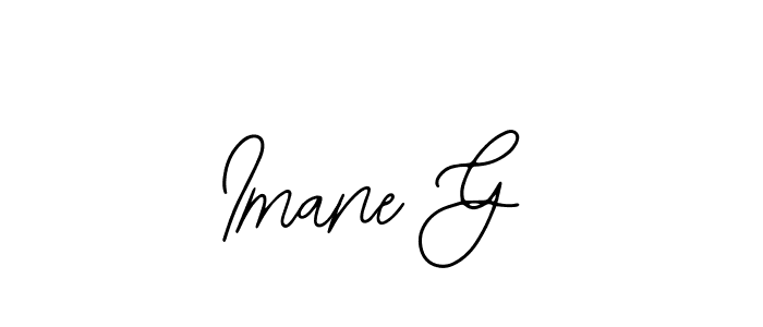 The best way (Bearetta-2O07w) to make a short signature is to pick only two or three words in your name. The name Imane G include a total of six letters. For converting this name. Imane G signature style 12 images and pictures png
