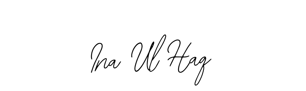 You should practise on your own different ways (Bearetta-2O07w) to write your name (Ina Ul Haq) in signature. don't let someone else do it for you. Ina Ul Haq signature style 12 images and pictures png