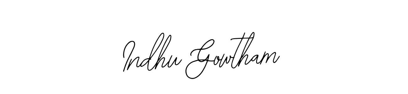 How to make Indhu Gowtham name signature. Use Bearetta-2O07w style for creating short signs online. This is the latest handwritten sign. Indhu Gowtham signature style 12 images and pictures png