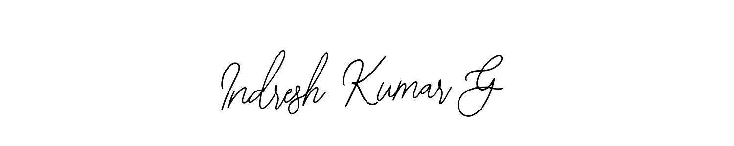 How to make Indresh Kumar G name signature. Use Bearetta-2O07w style for creating short signs online. This is the latest handwritten sign. Indresh Kumar G signature style 12 images and pictures png