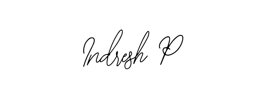 How to make Indresh P name signature. Use Bearetta-2O07w style for creating short signs online. This is the latest handwritten sign. Indresh P signature style 12 images and pictures png