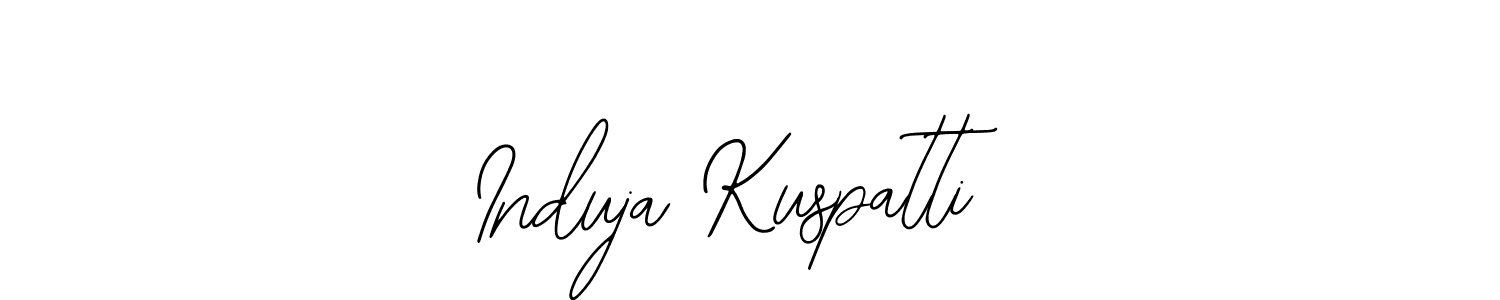 The best way (Bearetta-2O07w) to make a short signature is to pick only two or three words in your name. The name Induja Kuspatti include a total of six letters. For converting this name. Induja Kuspatti signature style 12 images and pictures png