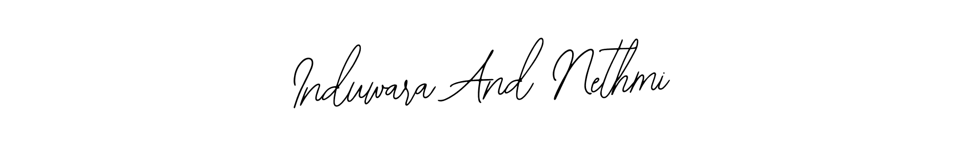 You should practise on your own different ways (Bearetta-2O07w) to write your name (Induwara And Nethmi) in signature. don't let someone else do it for you. Induwara And Nethmi signature style 12 images and pictures png