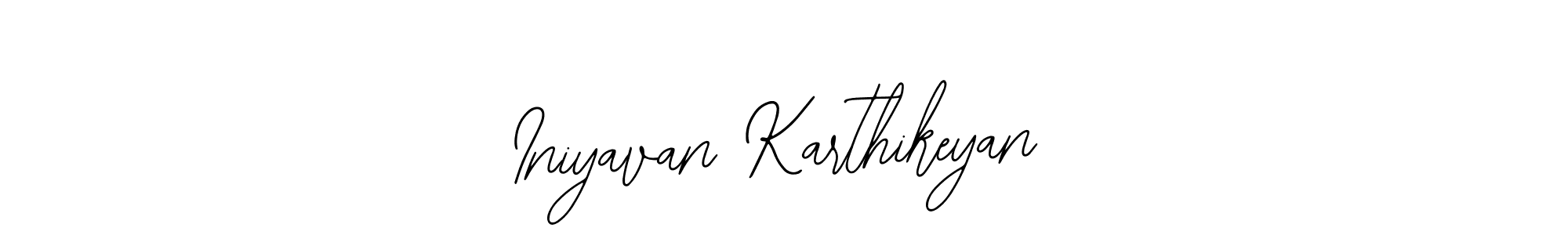 The best way (Bearetta-2O07w) to make a short signature is to pick only two or three words in your name. The name Iniyavan Karthikeyan include a total of six letters. For converting this name. Iniyavan Karthikeyan signature style 12 images and pictures png