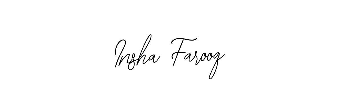 Bearetta-2O07w is a professional signature style that is perfect for those who want to add a touch of class to their signature. It is also a great choice for those who want to make their signature more unique. Get Insha Farooq name to fancy signature for free. Insha Farooq signature style 12 images and pictures png