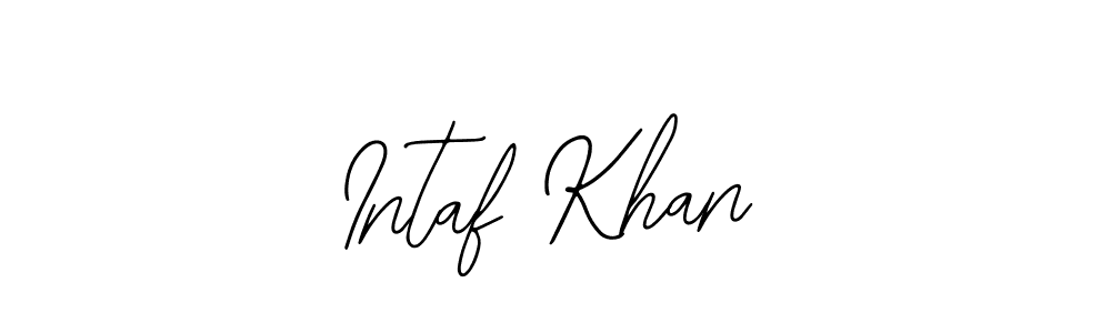 How to make Intaf Khan name signature. Use Bearetta-2O07w style for creating short signs online. This is the latest handwritten sign. Intaf Khan signature style 12 images and pictures png