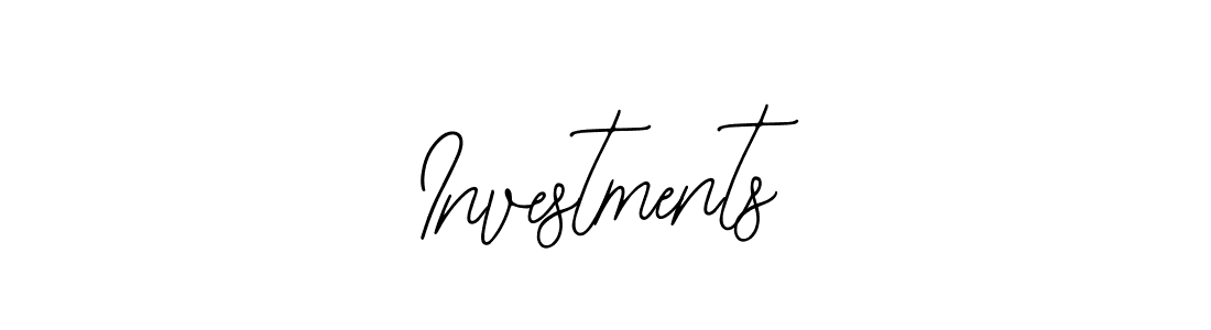 Design your own signature with our free online signature maker. With this signature software, you can create a handwritten (Bearetta-2O07w) signature for name Investments. Investments signature style 12 images and pictures png