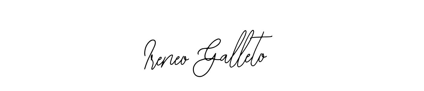 The best way (Bearetta-2O07w) to make a short signature is to pick only two or three words in your name. The name Ireneo Galleto include a total of six letters. For converting this name. Ireneo Galleto signature style 12 images and pictures png