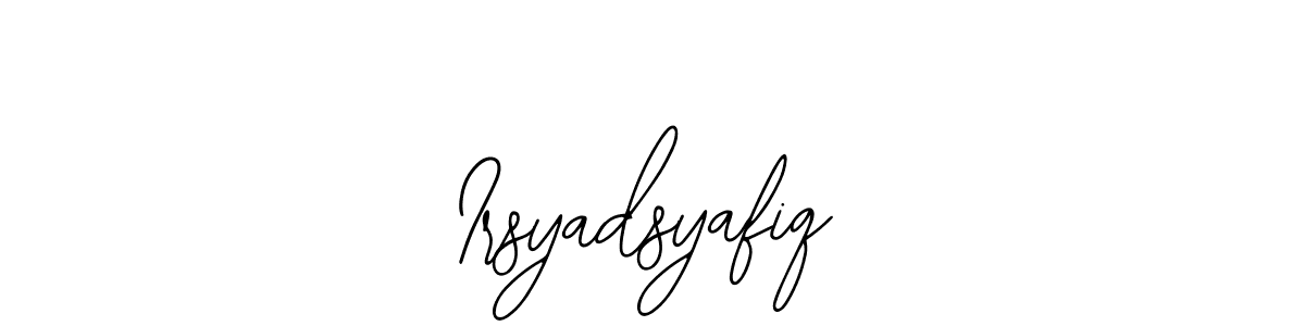 The best way (Bearetta-2O07w) to make a short signature is to pick only two or three words in your name. The name Irsyadsyafiq include a total of six letters. For converting this name. Irsyadsyafiq signature style 12 images and pictures png