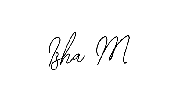 How to make Isha M name signature. Use Bearetta-2O07w style for creating short signs online. This is the latest handwritten sign. Isha M signature style 12 images and pictures png