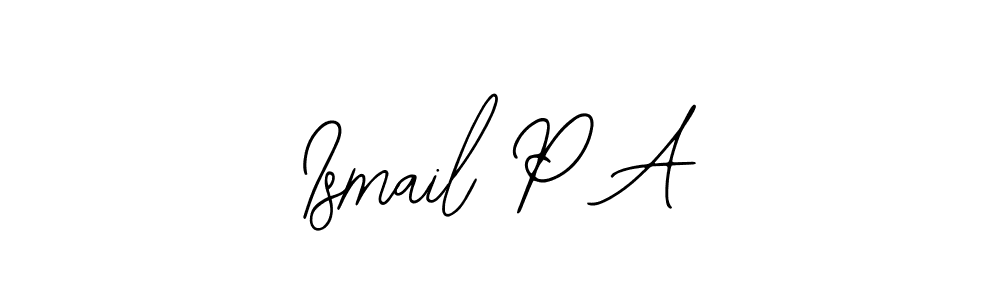 The best way (Bearetta-2O07w) to make a short signature is to pick only two or three words in your name. The name Ismail P A include a total of six letters. For converting this name. Ismail P A signature style 12 images and pictures png