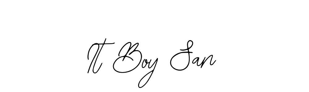 This is the best signature style for the It Boy San name. Also you like these signature font (Bearetta-2O07w). Mix name signature. It Boy San signature style 12 images and pictures png