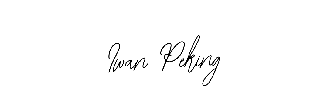 The best way (Bearetta-2O07w) to make a short signature is to pick only two or three words in your name. The name Iwan Peking include a total of six letters. For converting this name. Iwan Peking signature style 12 images and pictures png