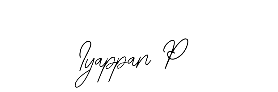 How to make Iyappan P name signature. Use Bearetta-2O07w style for creating short signs online. This is the latest handwritten sign. Iyappan P signature style 12 images and pictures png