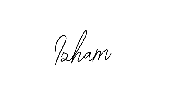 You should practise on your own different ways (Bearetta-2O07w) to write your name (Izham ) in signature. don't let someone else do it for you. Izham  signature style 12 images and pictures png