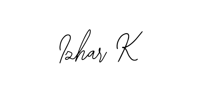 Also You can easily find your signature by using the search form. We will create Izhar K name handwritten signature images for you free of cost using Bearetta-2O07w sign style. Izhar K signature style 12 images and pictures png