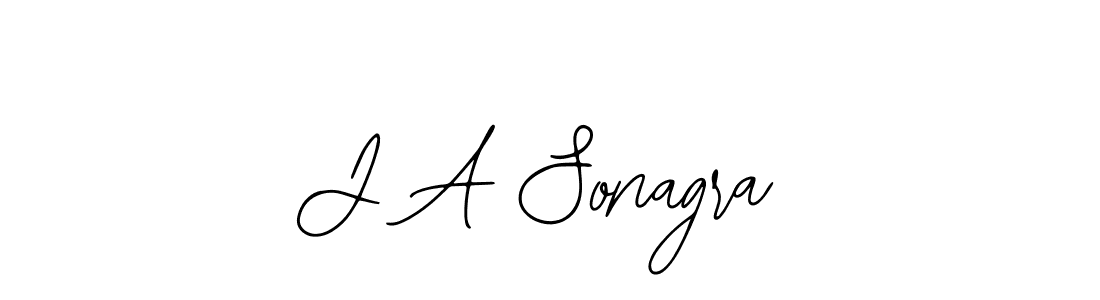 How to make J A Sonagra name signature. Use Bearetta-2O07w style for creating short signs online. This is the latest handwritten sign. J A Sonagra signature style 12 images and pictures png